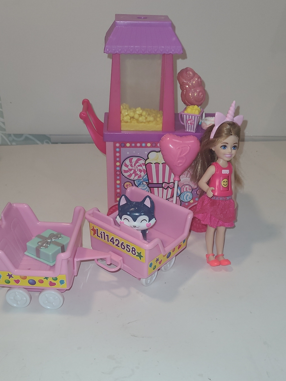 Barbie Pink Carnival Playset with Doll, Wagon & Cat Figure